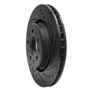 Volvo V70 Brake Rotor (1) - Front Right - R1 Concepts - Drilled & Slotted - Black - `98-`04